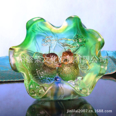 鸳鸯和和美美琉璃工艺品 结婚庆典礼品优选